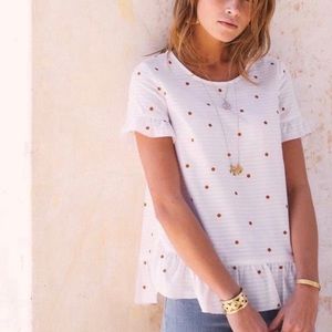 Sezane Alix Polka Dot with Ruffle Hem Blouse Parisian, size Small / 4 US / 36 EU